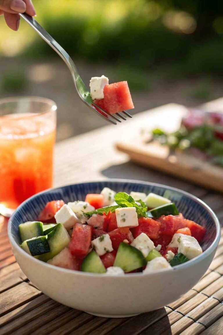 easy watermelon cucumber feta salad recipe