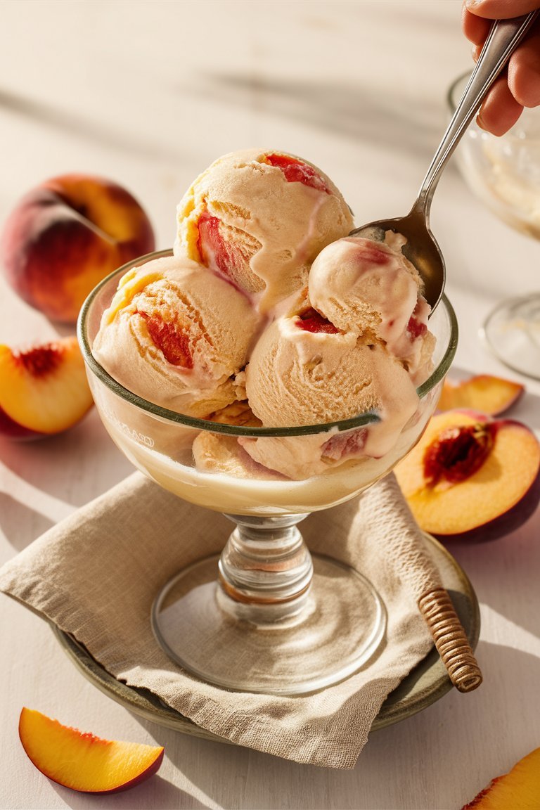 easy peach ice cream no machine