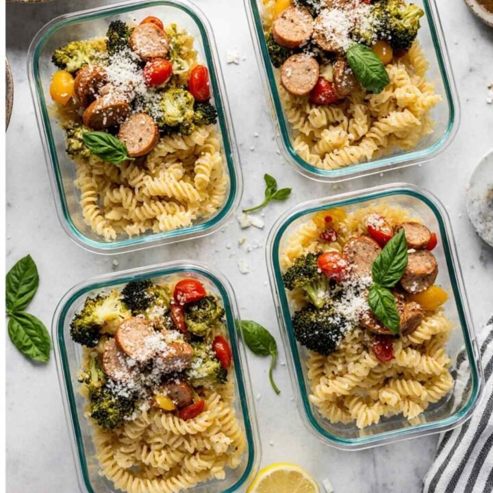 Chicken Sausage Pasta Meal Prep Bowls