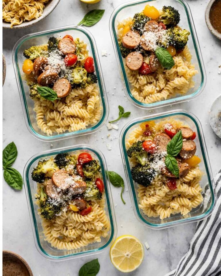 Chicken Sausage Pasta Meal Prep Bowls