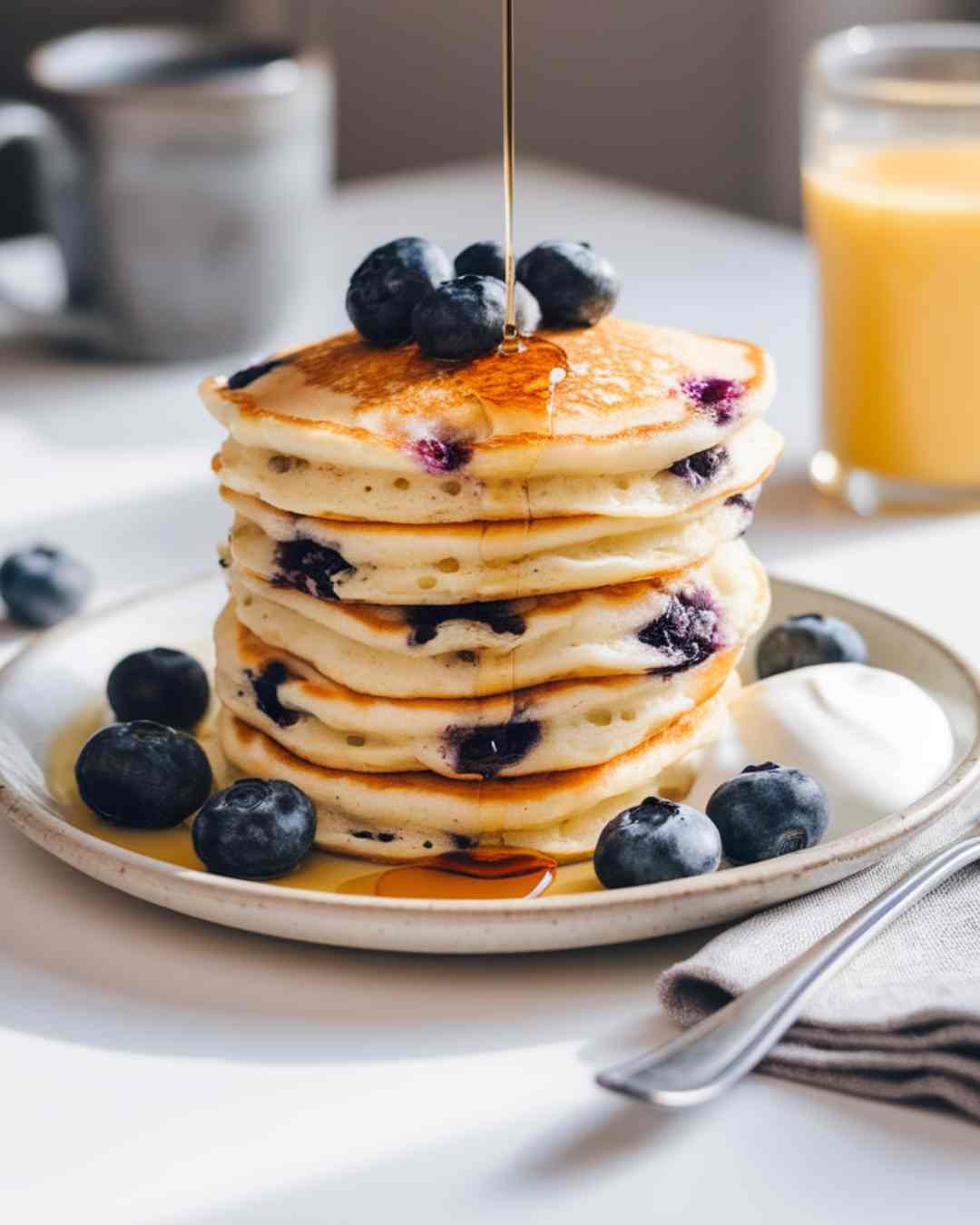 Greek Yogurt Pancakes with Blueberries