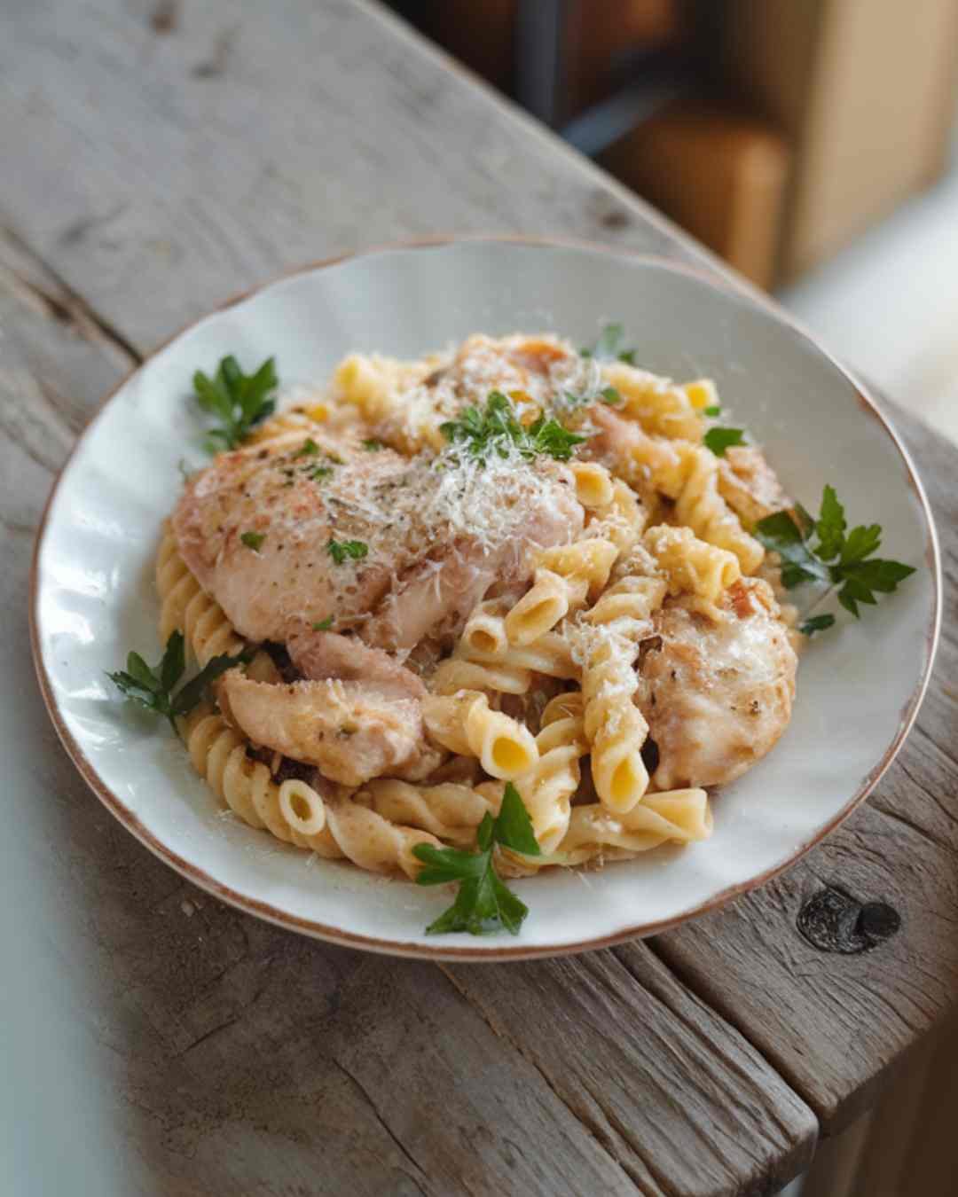 Healthy Garlic Parmesan Chicken Pasta