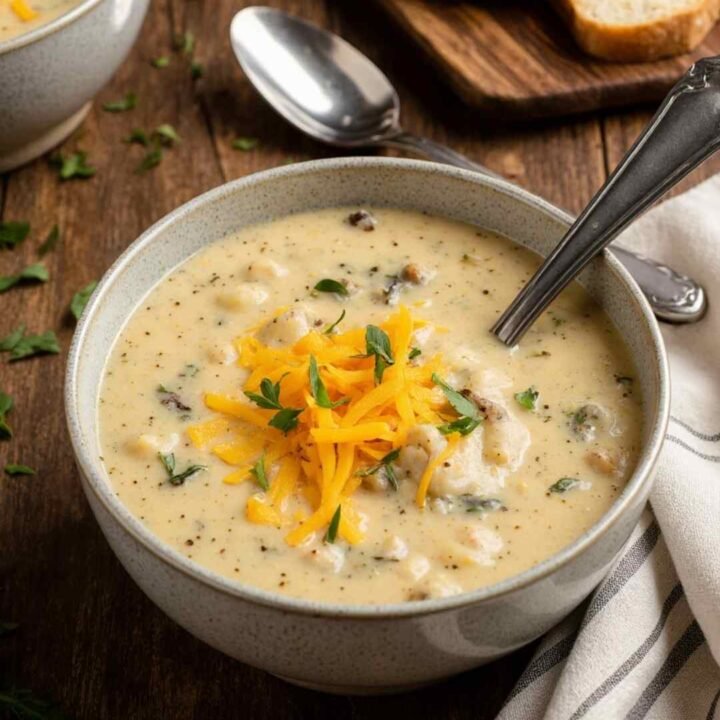 Hearty Cheddar Garlic Herb Potato Soup