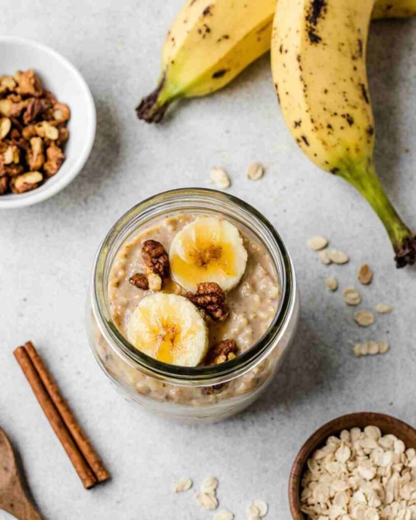 Easy Banana Bread Overnight Oats