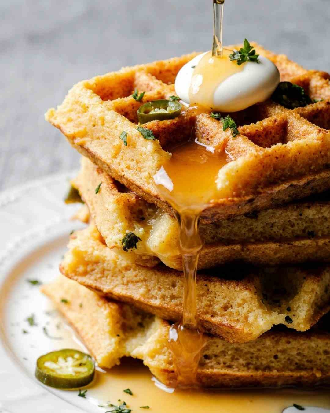 Cheddar Jalapeño Cornbread Waffles