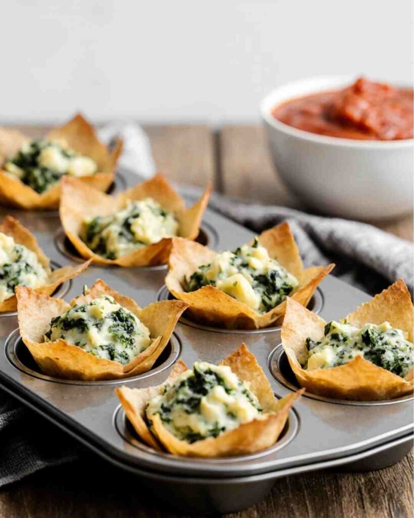 Spinach and Artichoke Wonton Cups