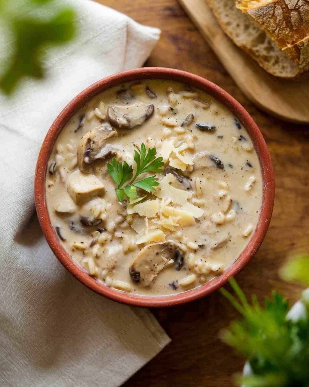 Creamy Mushroom Chicken and Wild Rice Soup