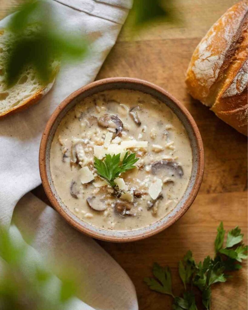 Creamy Mushroom Chicken and Wild Rice Soup