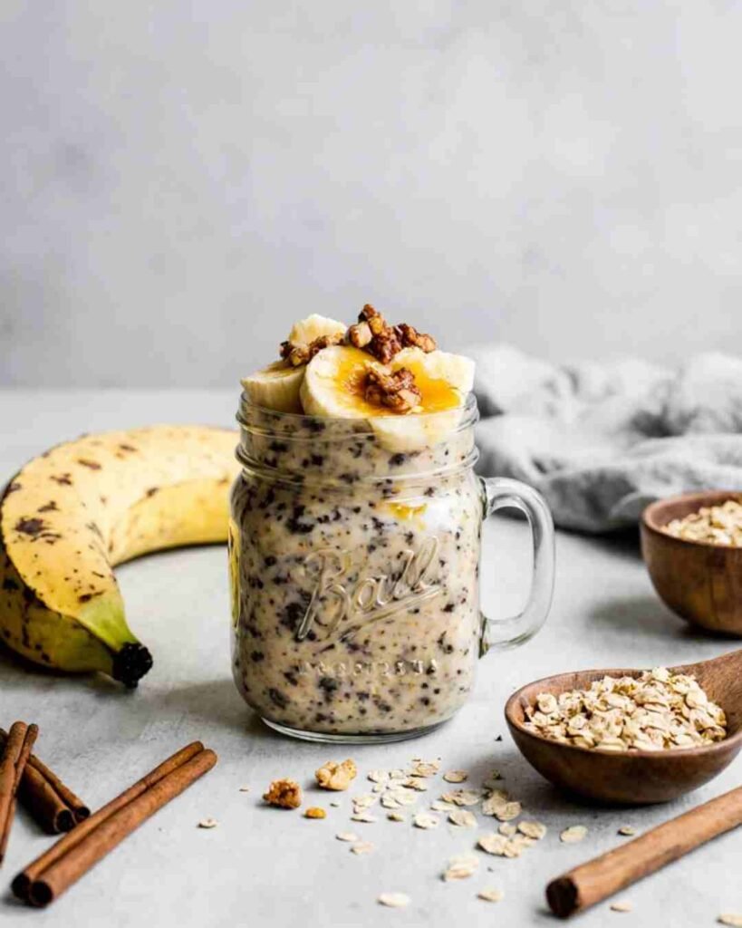Easy Banana Bread Overnight Oats