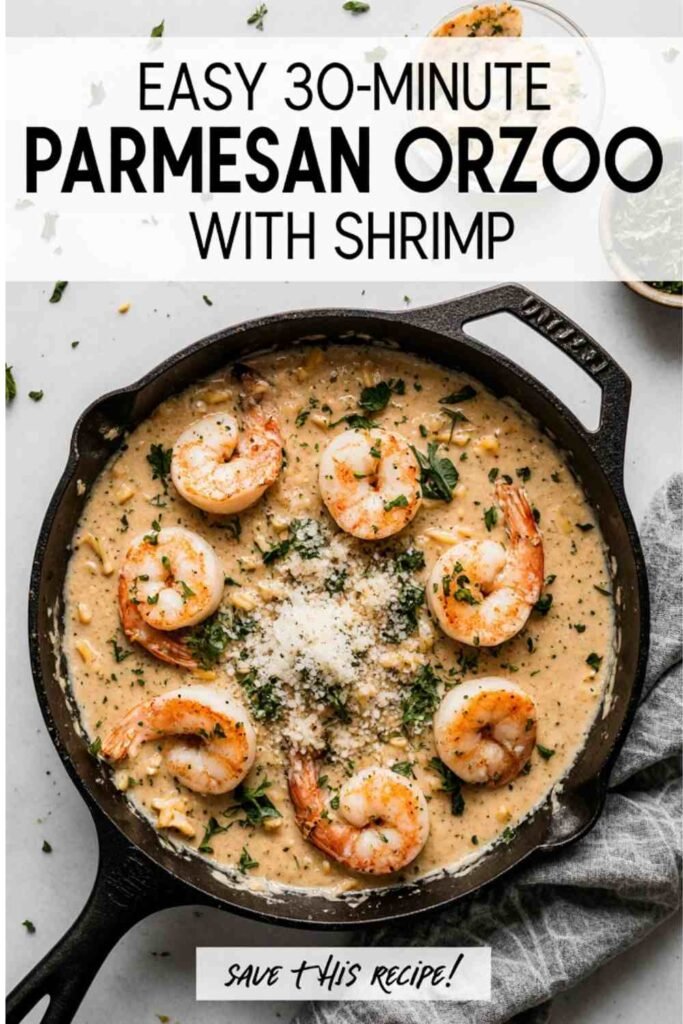 One Pan Parmesan Orzo with Shrimp