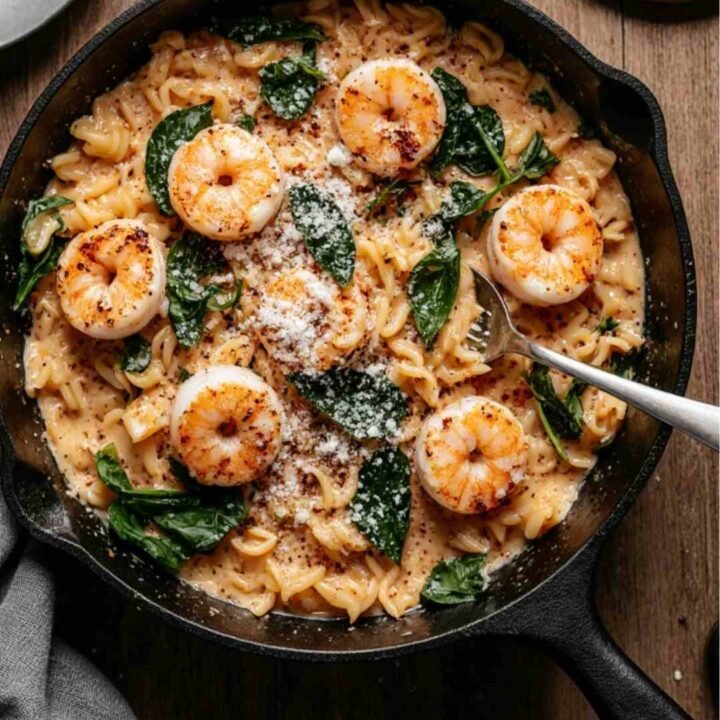 One Pan Parmesan Orzo with Shrimp