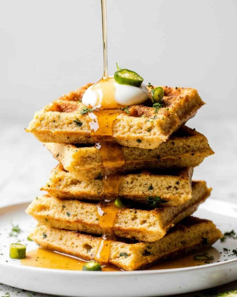 Cheddar Jalapeño Cornbread Waffles