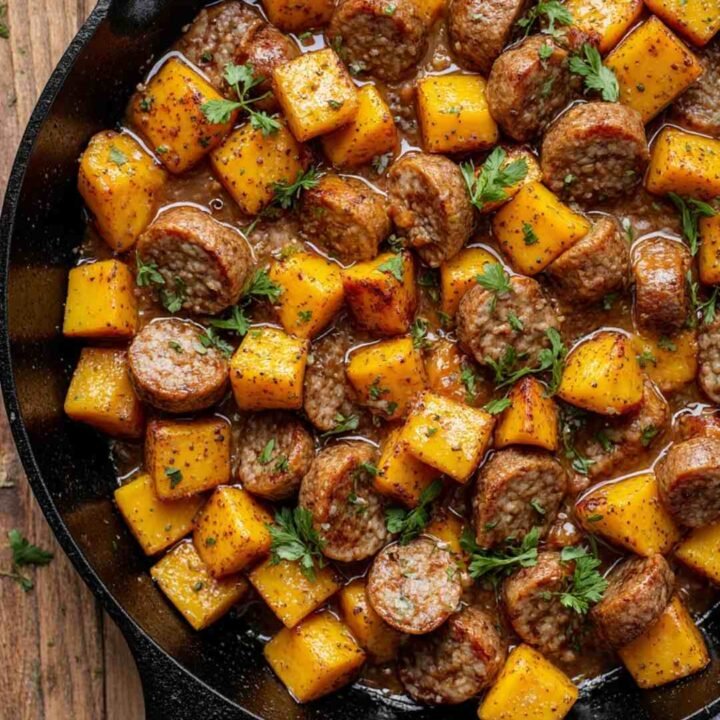 Sausage and Sweet Potatoes with Honey Garlic Sauce