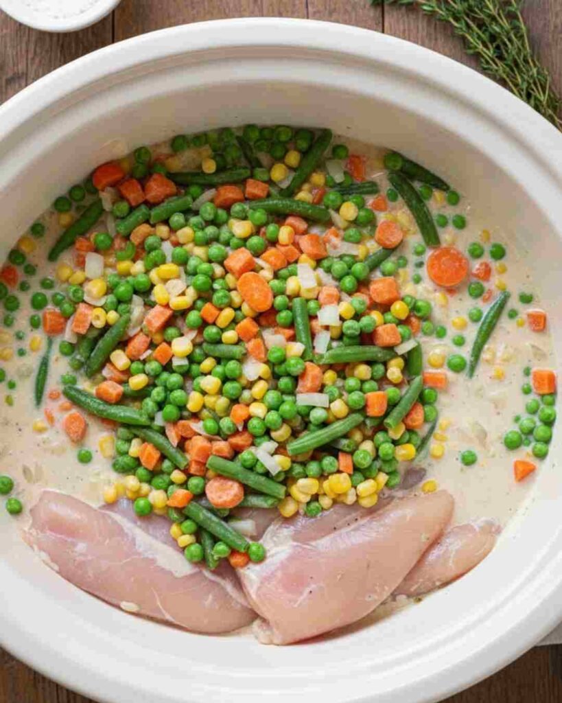 easy slow cooker chicken pot pie