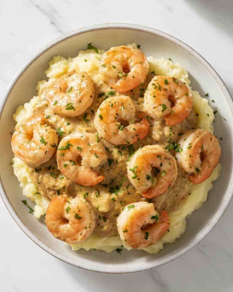 Creamy Garlic Shrimp Over Mashed Potatoes (Easy Recipe)