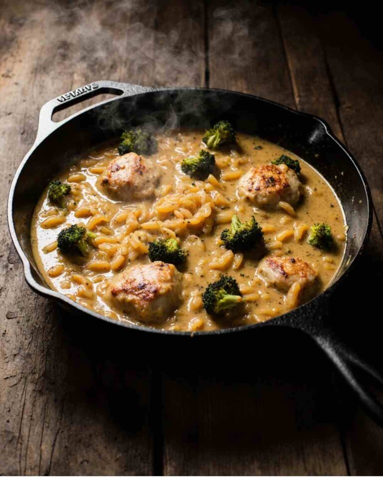 One Pot Cheesy Chicken and Broccoli Orzo