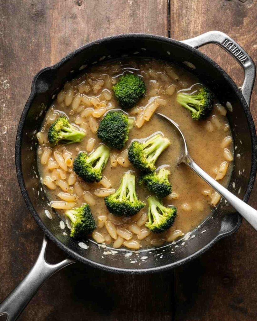 One Pot Cheesy Chicken and Broccoli Orzo