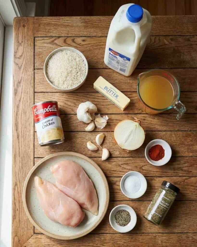 Ultra Creamy Chicken Rice Bake